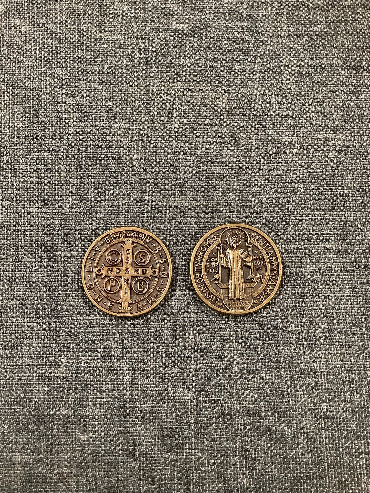 Brass Tone Pocket Token - St. Benedict