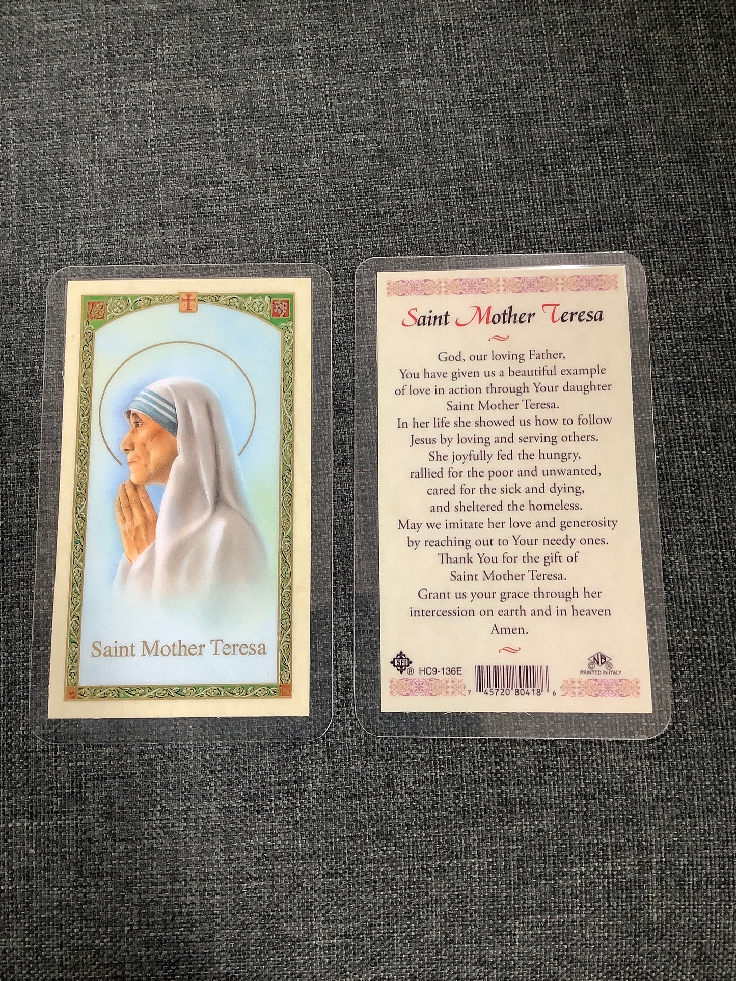 St. Teresa of Calcutta Prayer Card