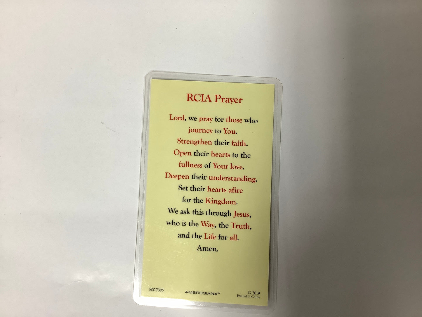 RCIA Prayer Card