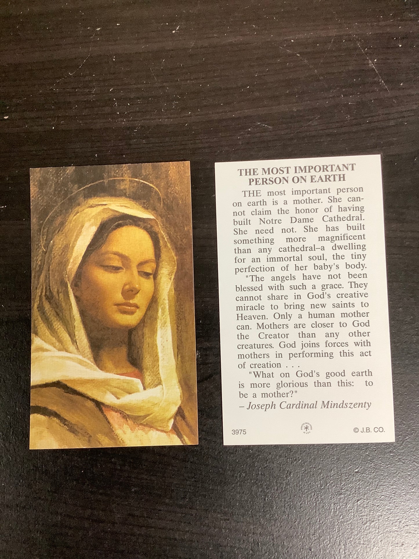 Most Important Person On Earth Paper Prayer Card