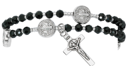 Black Twist St. Benedict Rosary Bracelet
