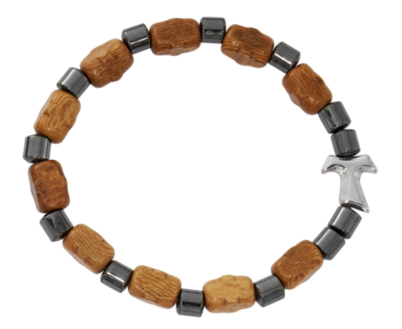 Light Brown Wood Tau Stretch Bracelet