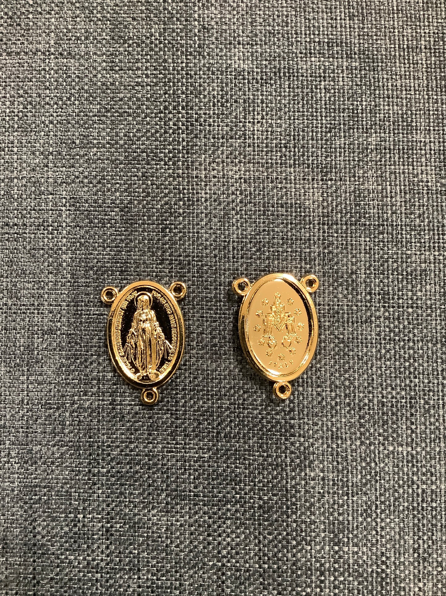 Gold Tone Miraculous Mary Rosary Center