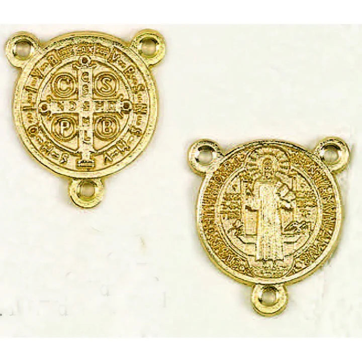 St. Benedict Gold Tone Large Round Rosary Center