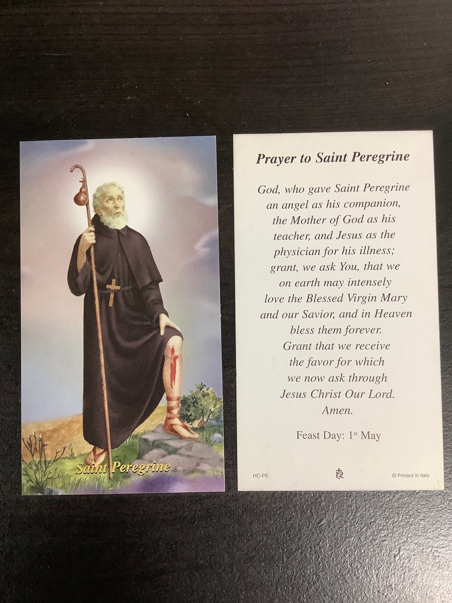 St. Peregrine Paper Prayer Card