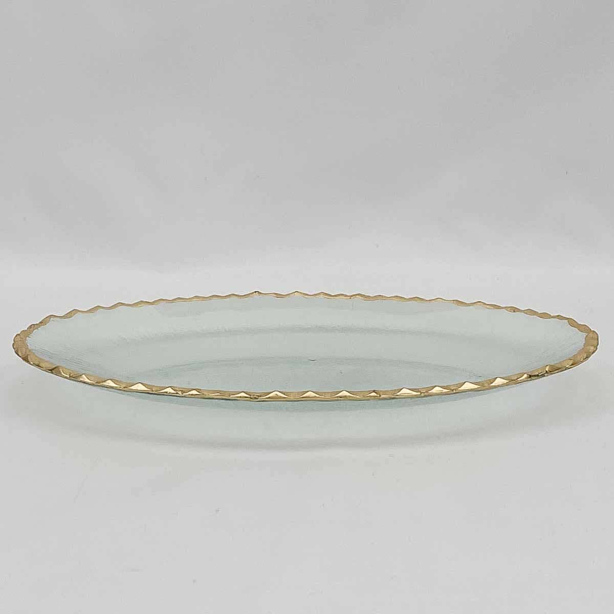 Cordova Oval Serving Tray Clear/Gold 14x8.5