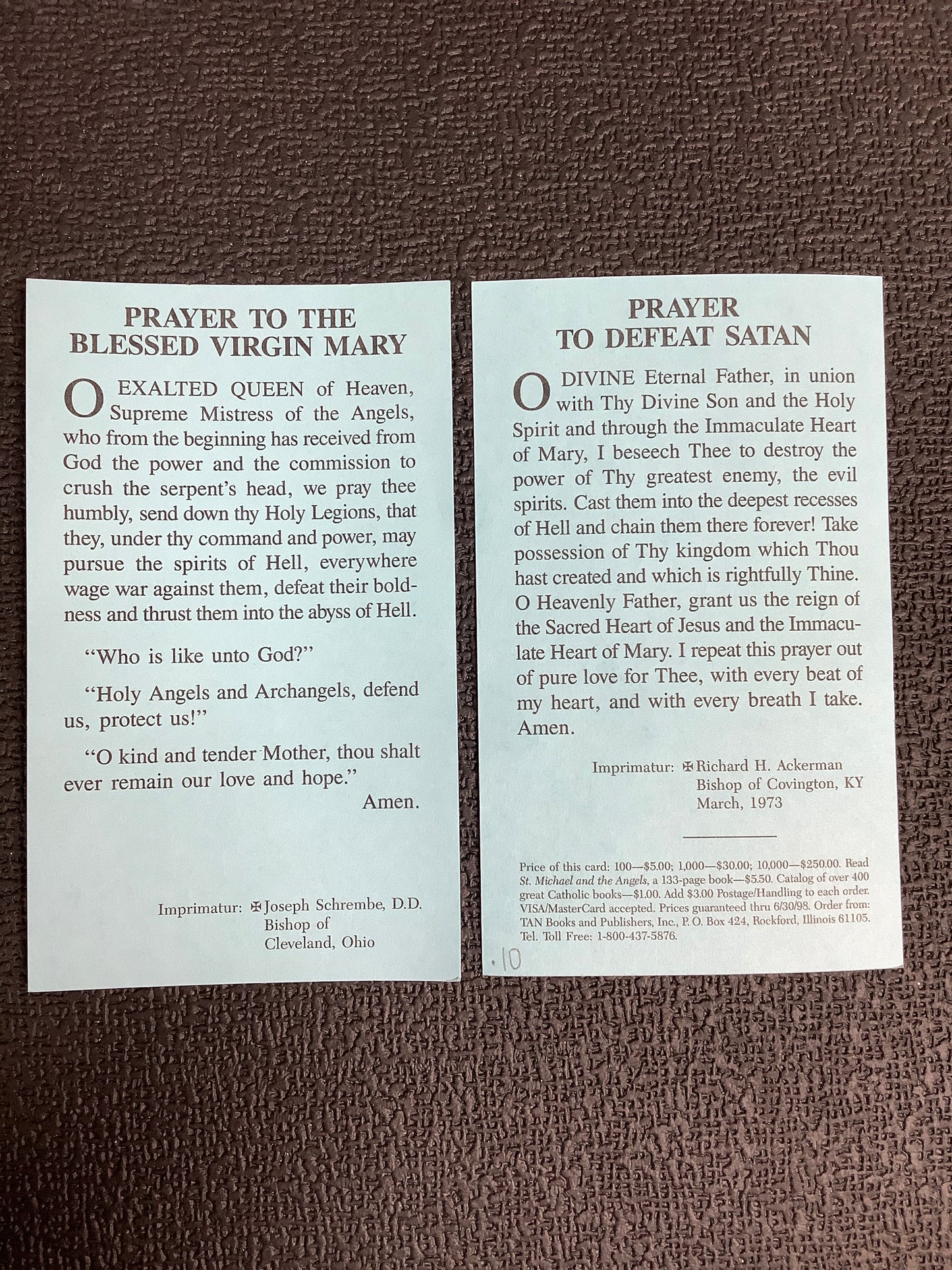 Prayer to the Blessed Virgin Mary - Blue Prayer Card