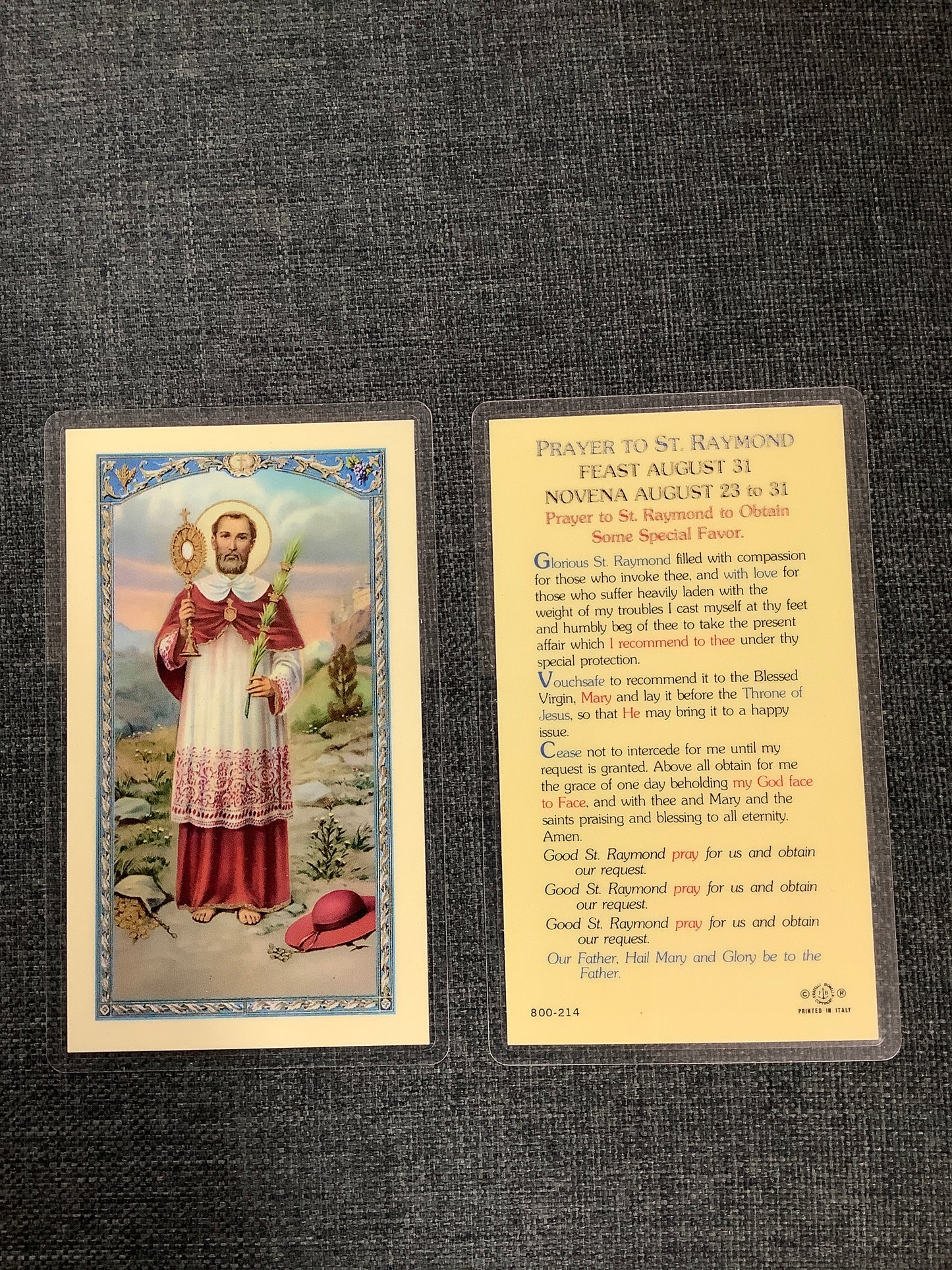 St. Raymond Prayer Card
