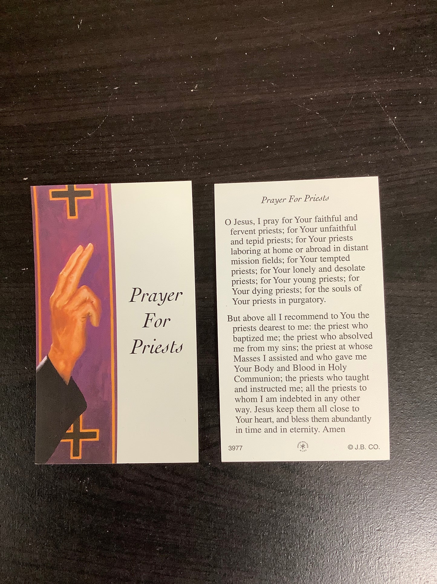 Priest Paper Prayer Card