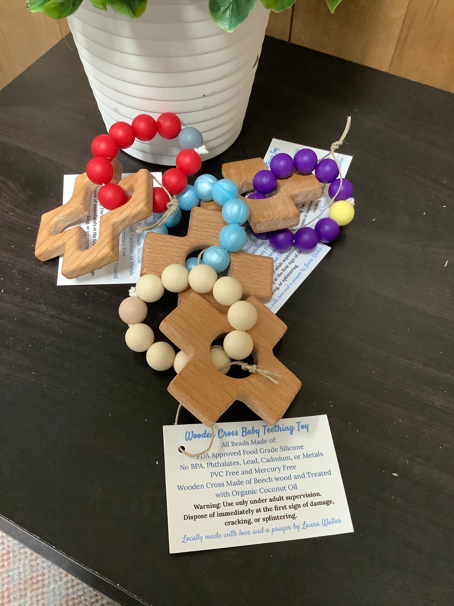 Wooden Cross Baby Teething Toy, Assorted
