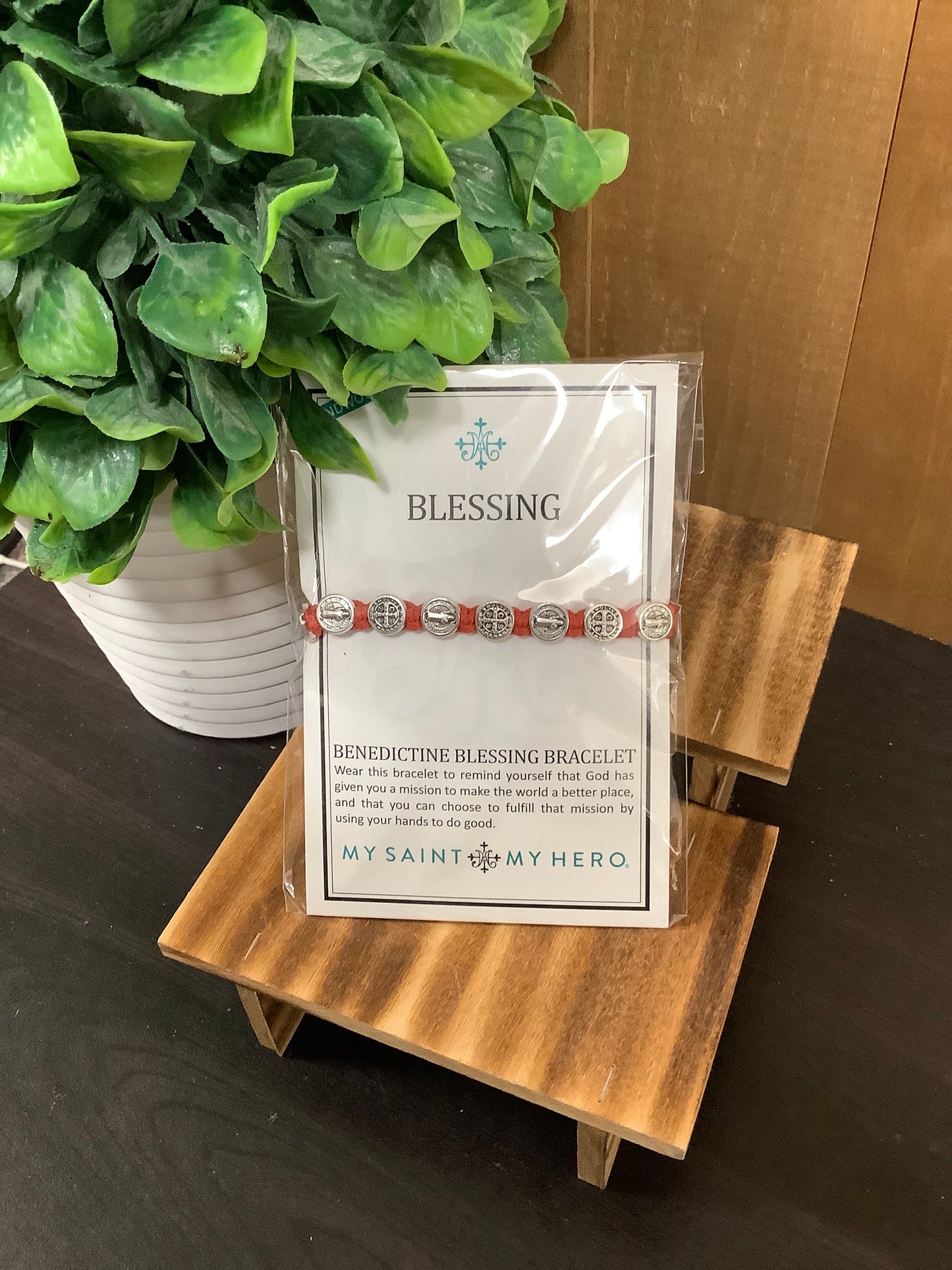 Benedictine Blessing Bracelet - Coral/Silver