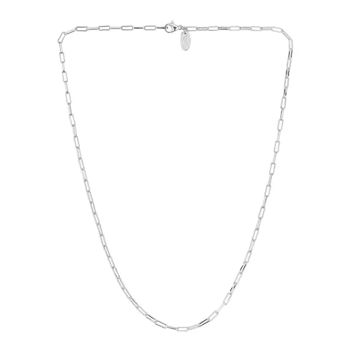 19" Paperclip Chain Necklace, Silver