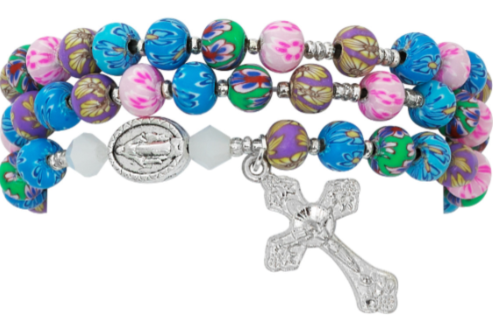 Multicolor Clay Twist Rosary Bracelet