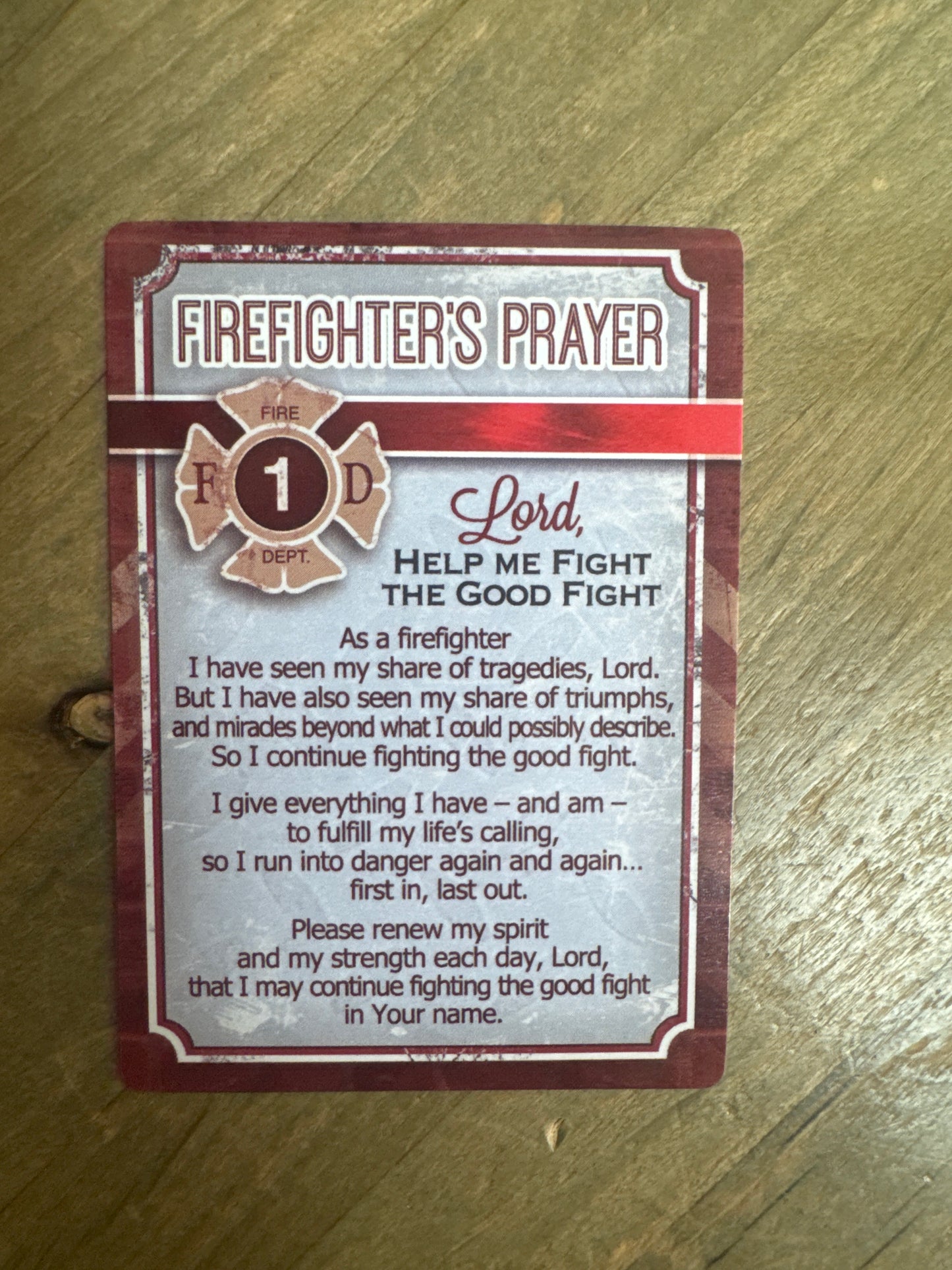 Laminated Prayer Card- Firefighter's Prayer