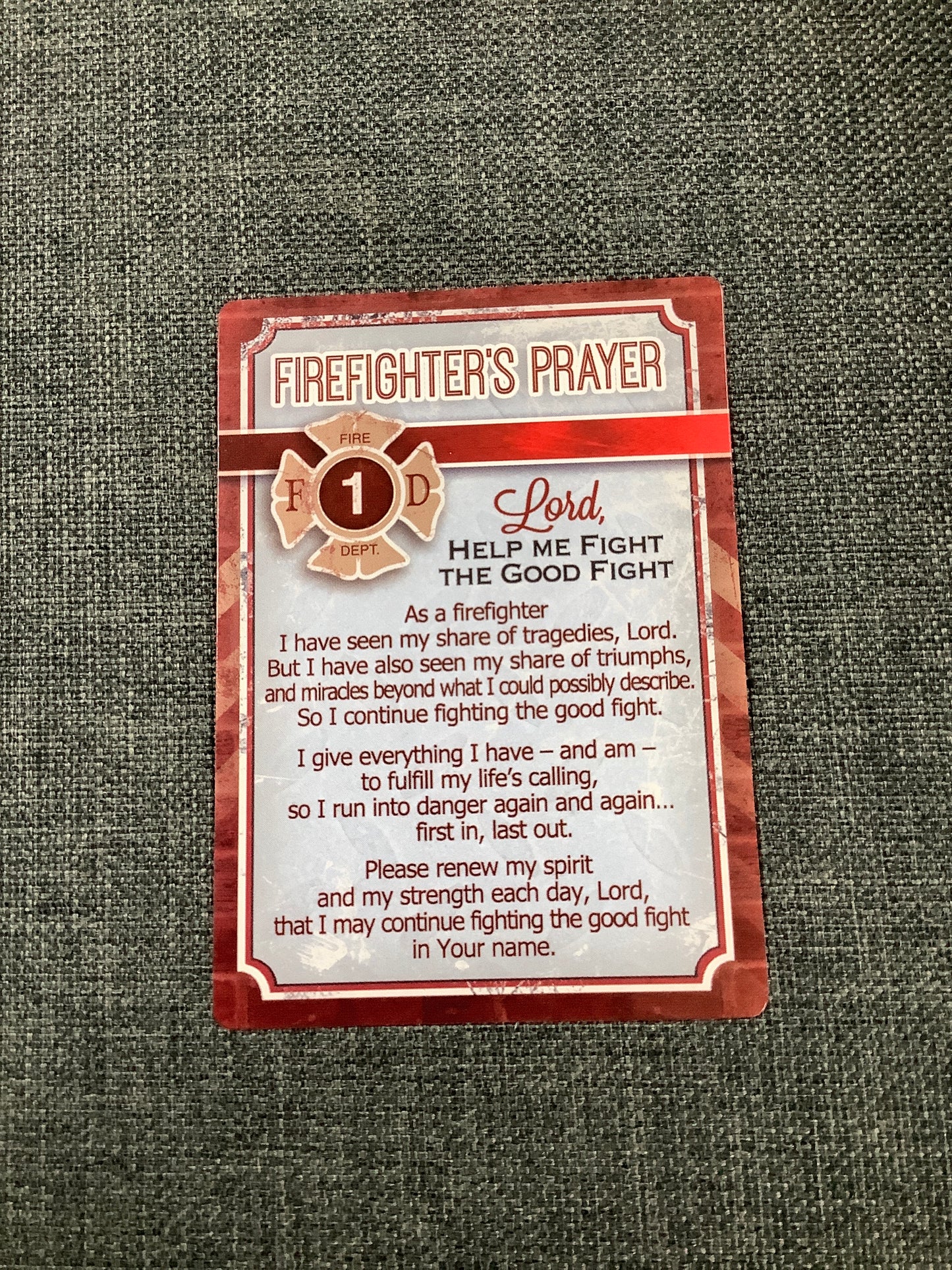 Firefighter's Prayer Prayer Card