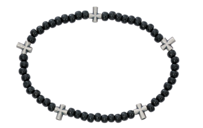 Black Wood Stretch Cross Bracelet