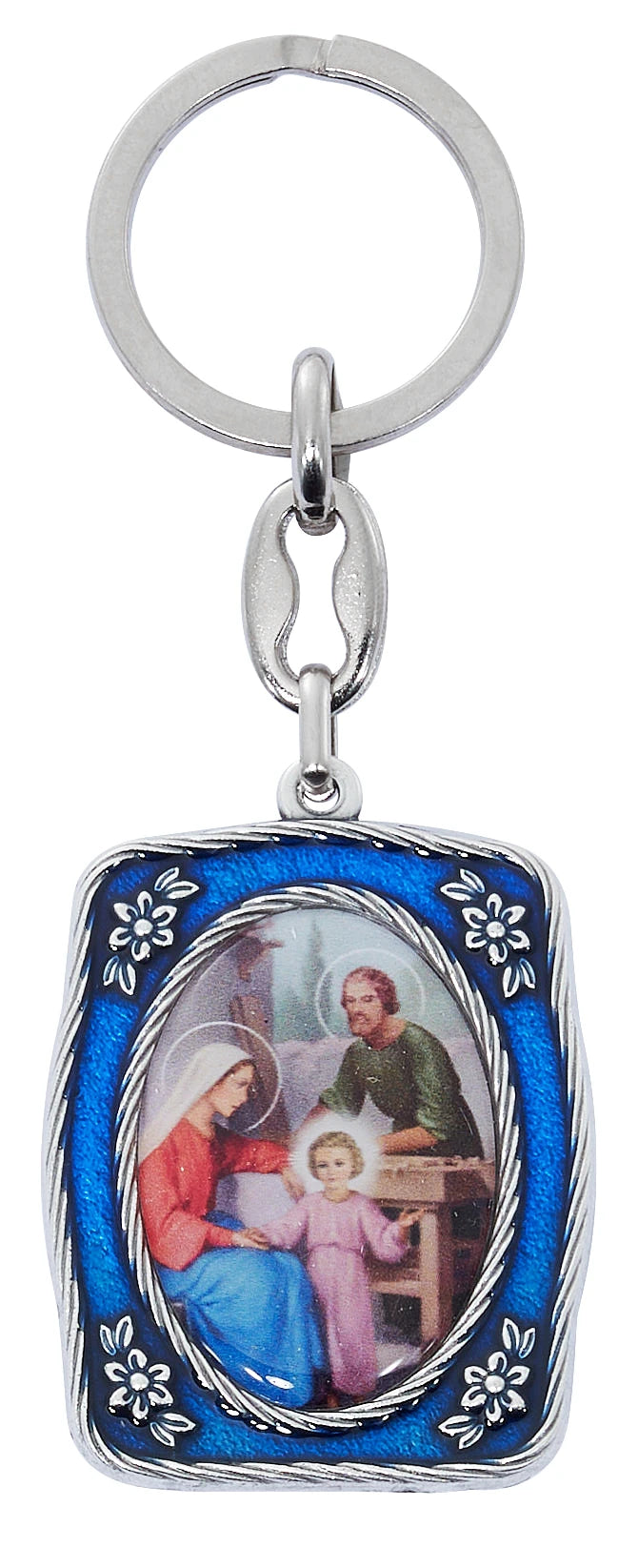 Holy Family Blue Epoxy Keyring