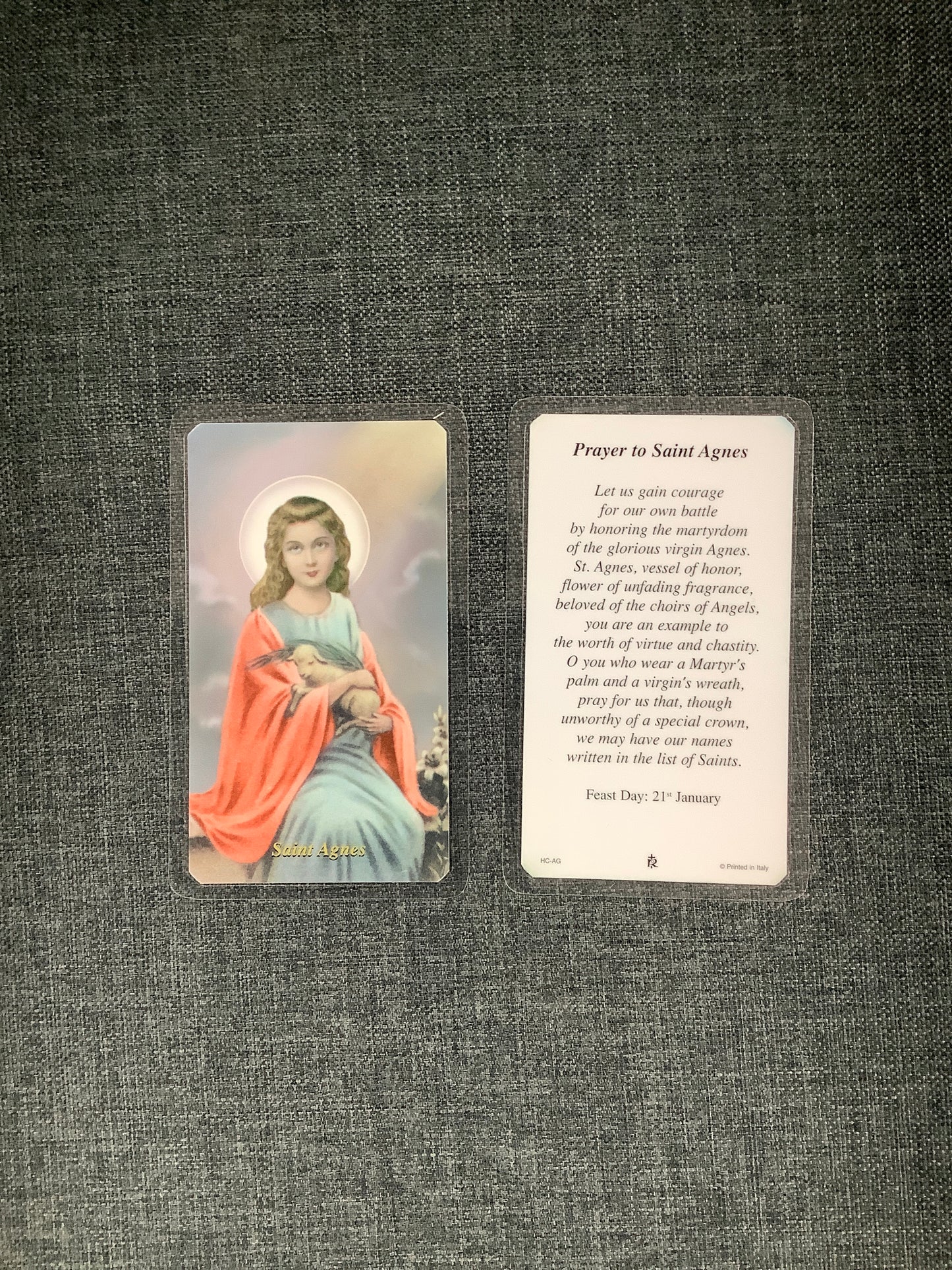 Prayer to Saint Agnes Prayer Card