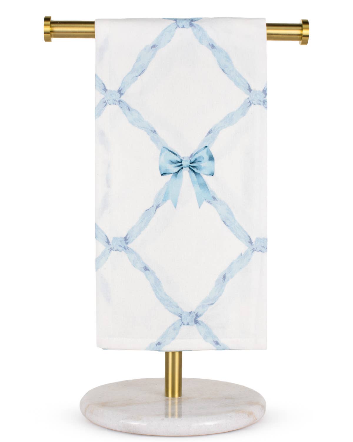 Lillian Bow Hand Towel White/Blue 20x28