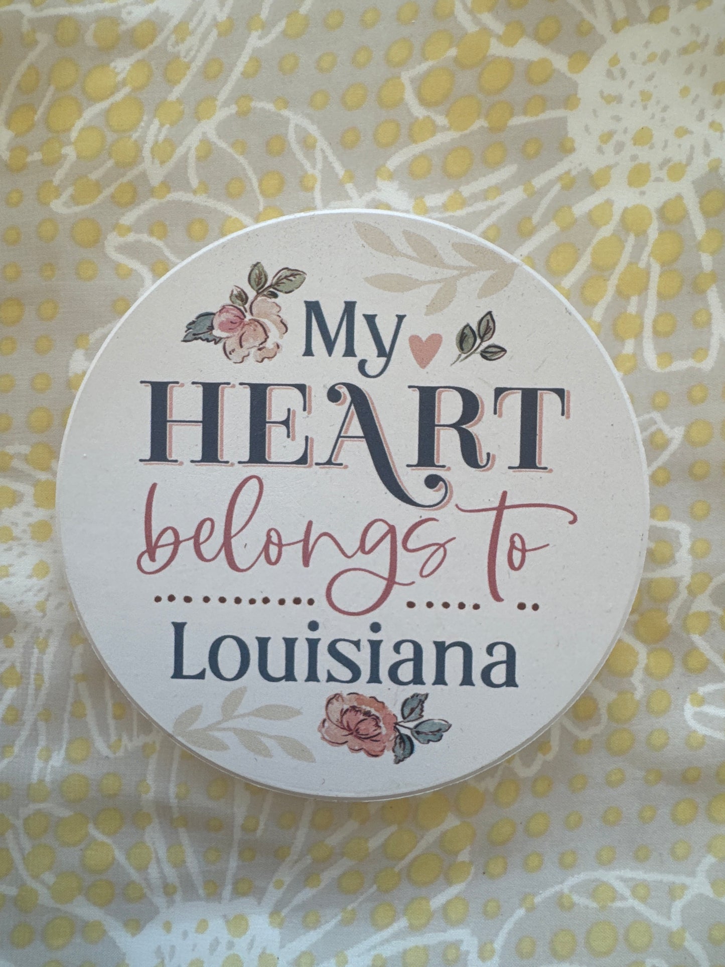 My Heart Belongs to Louisiana Ceramic Coaster