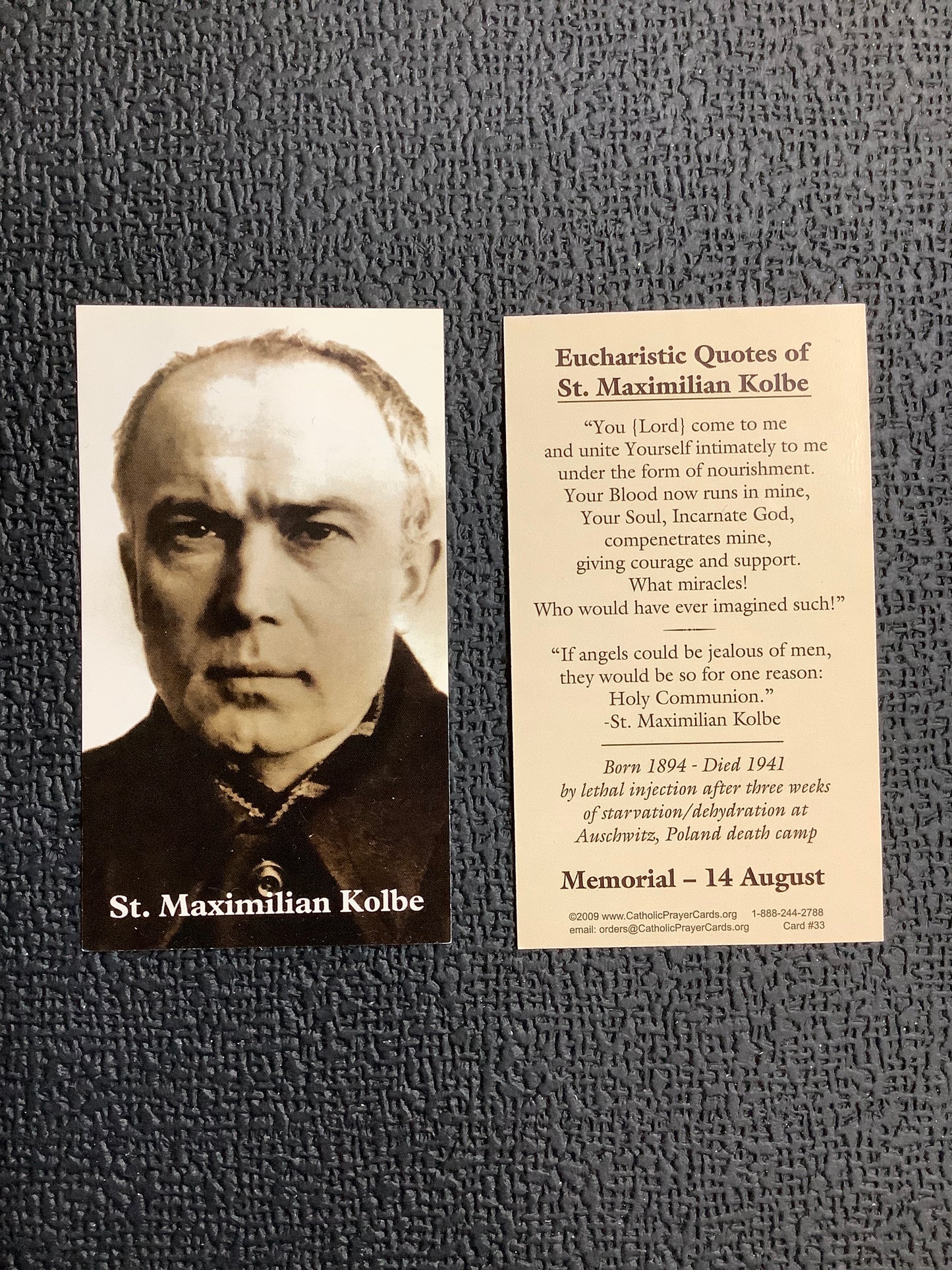 St. Maximilian Kolbe Prayer Card