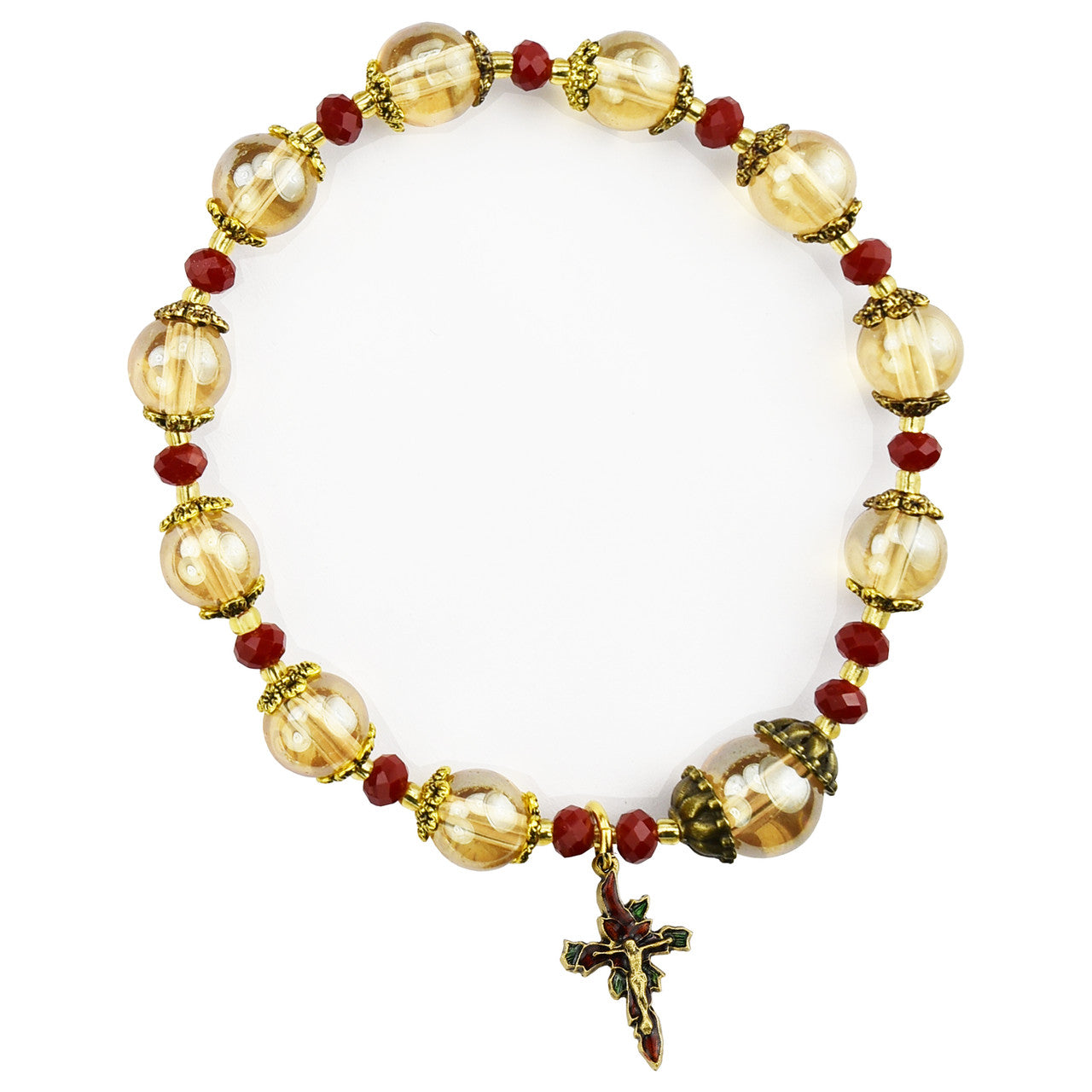 Topaz & Red Christmas Stretch Bracelet