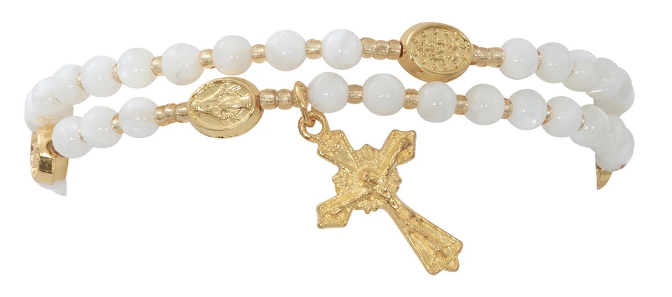 Mother of Pearl Twistable Rosary Bracelet
