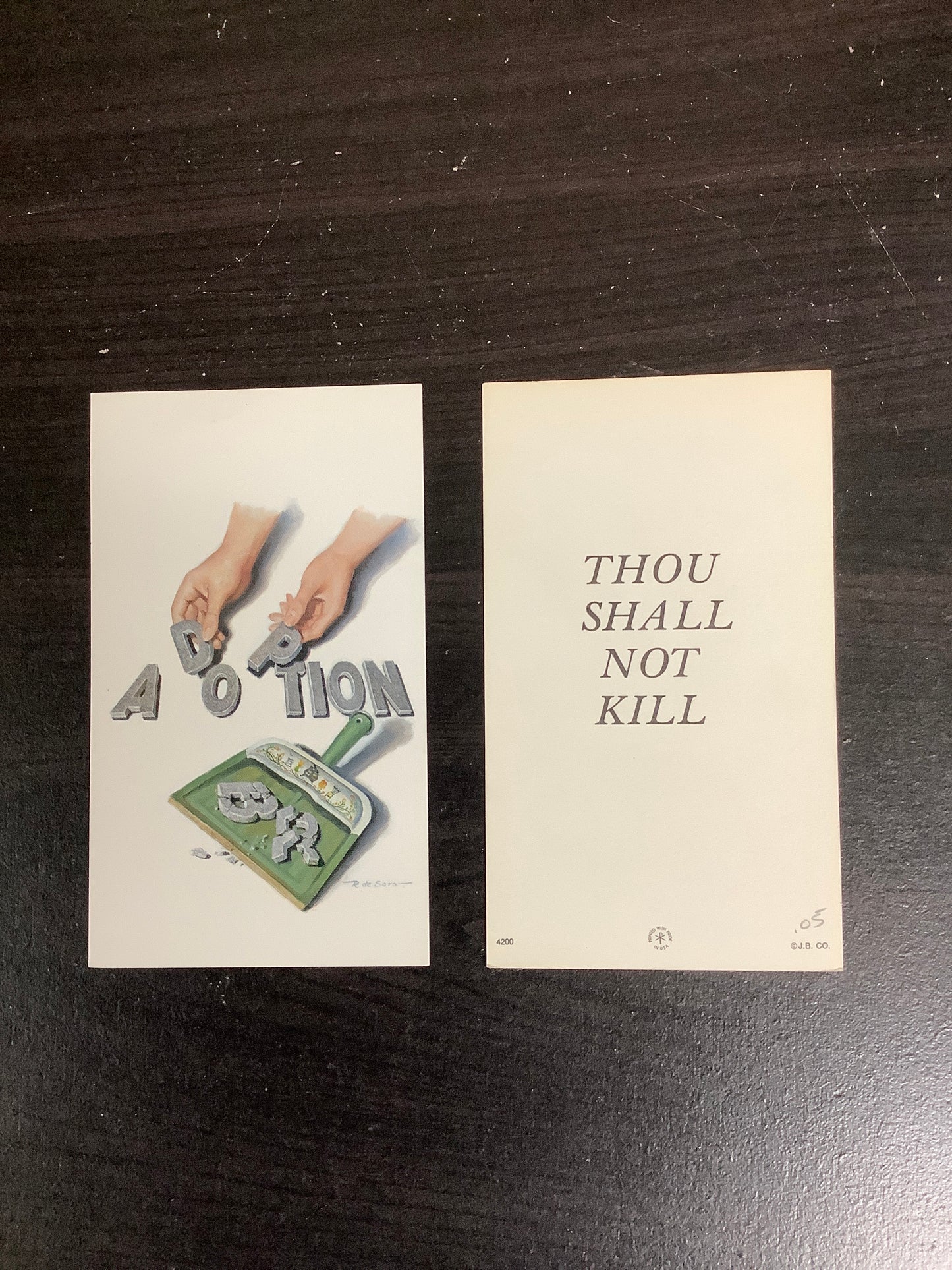 Adoption (Thou Shall Not Kill) Paper Prayer Card