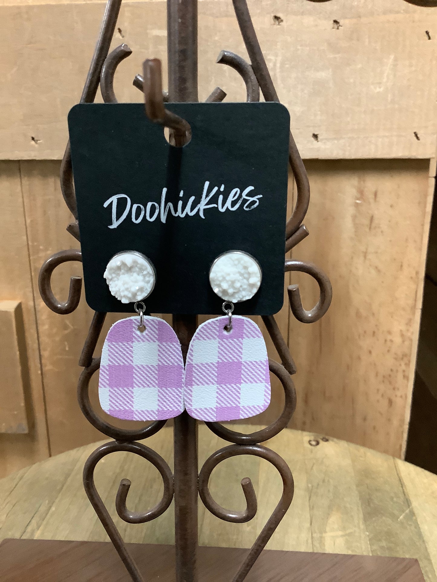 2" Spring Gingham Baby Bells -Earrings - Purple