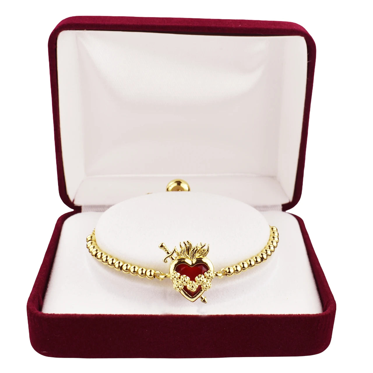 Gold Plated Red Heart Bracelet