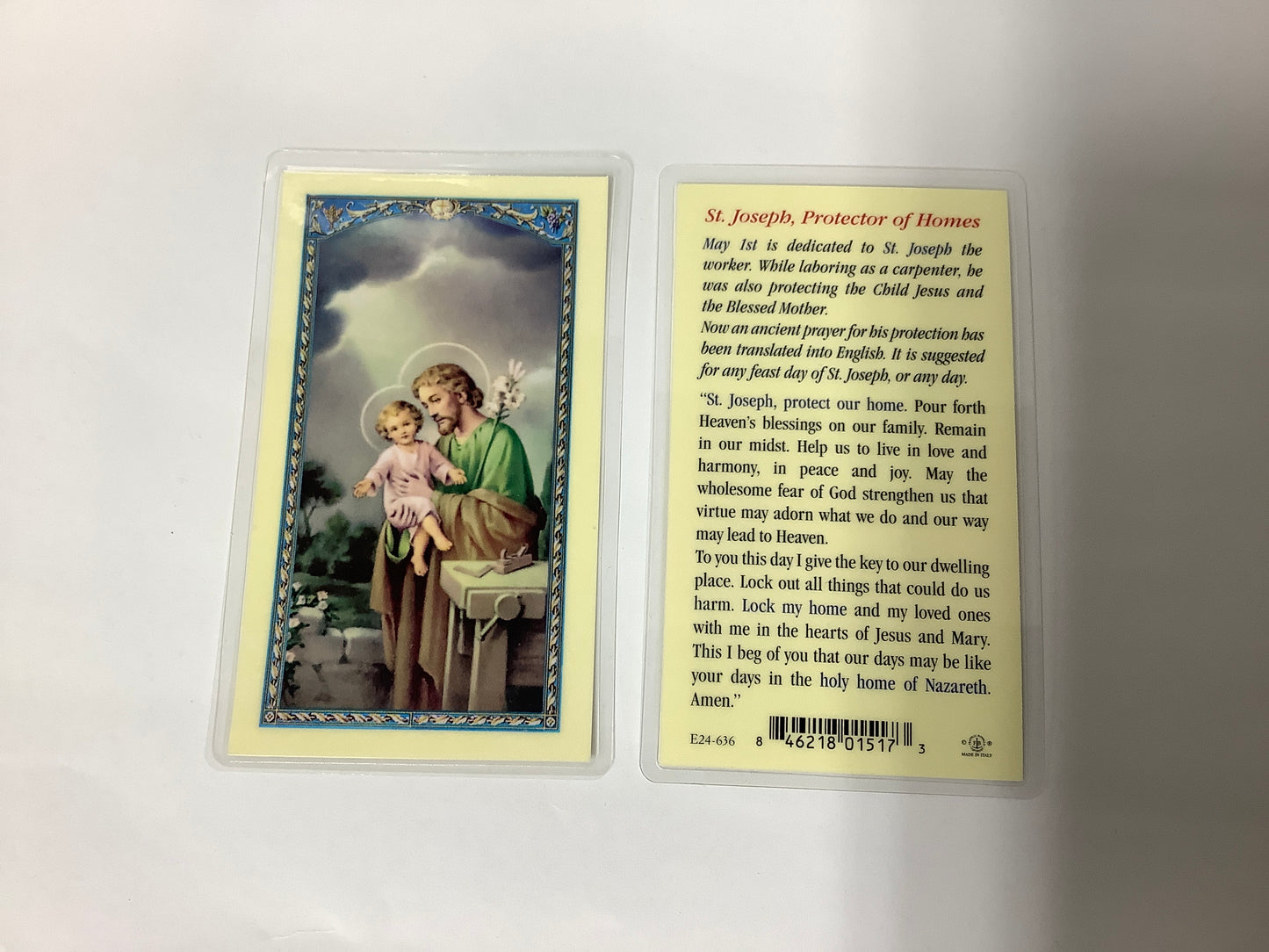 St. Joseph, Protector of Homes Prayer Card