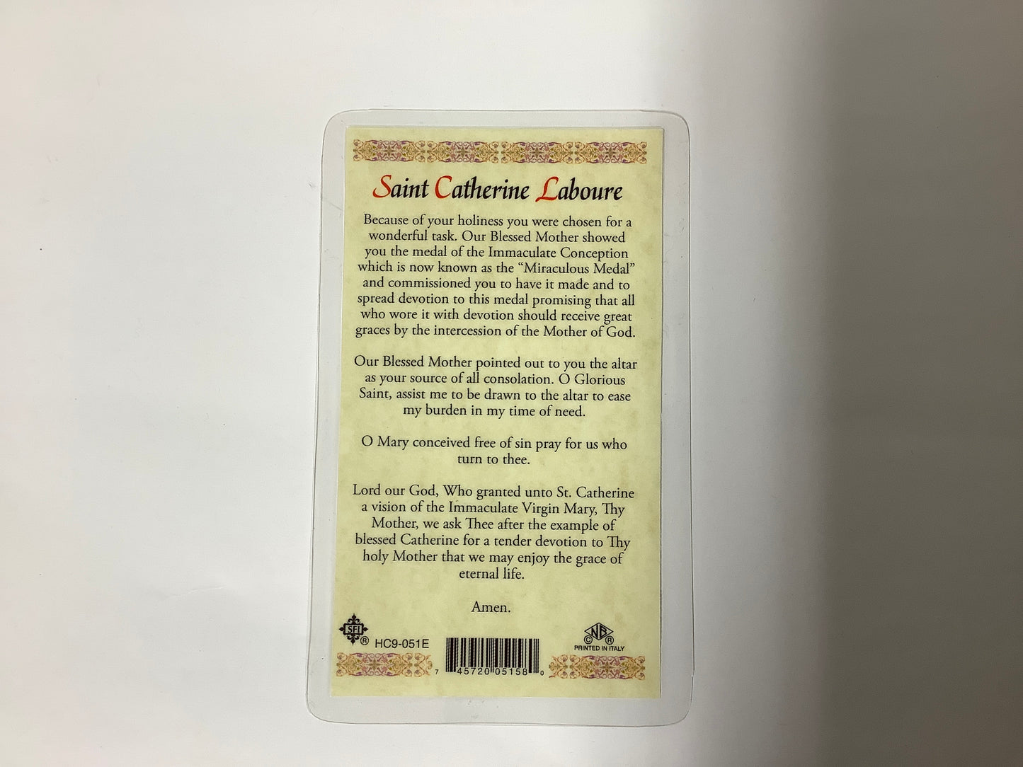 St. Catherine Laboure Prayer Card