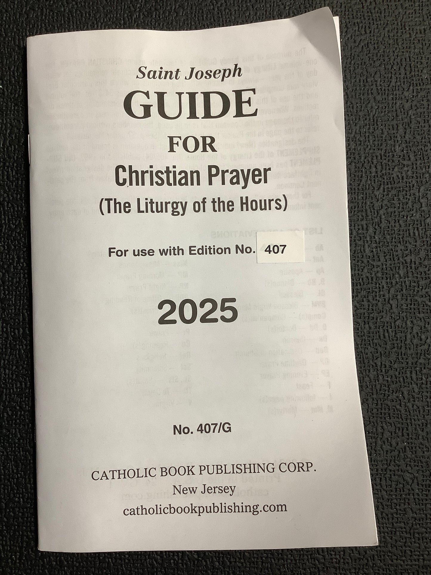 Saint Joseph Guide for Christian Prayer (Liturgy of the Hours) for 2025