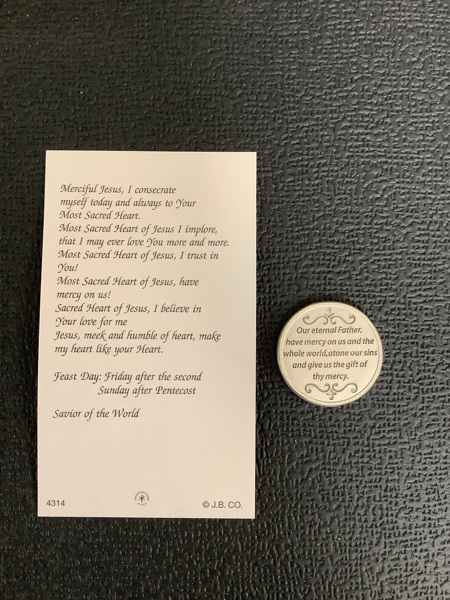 Paper Prayer Card and Pocket Token - Sacred Heart of Jesus