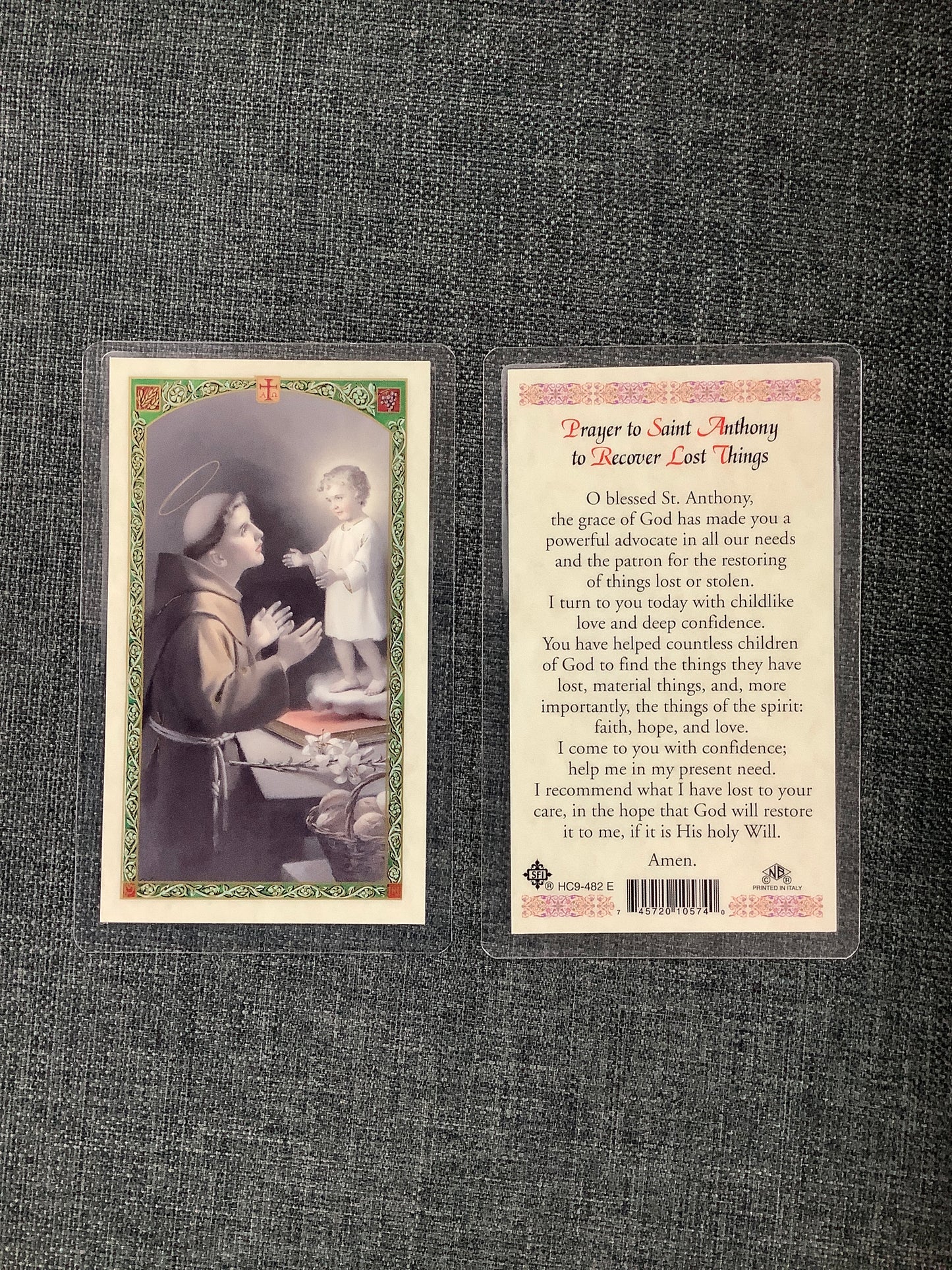 Prayer to St. Anthony to Recover Lost Things Prayer Card