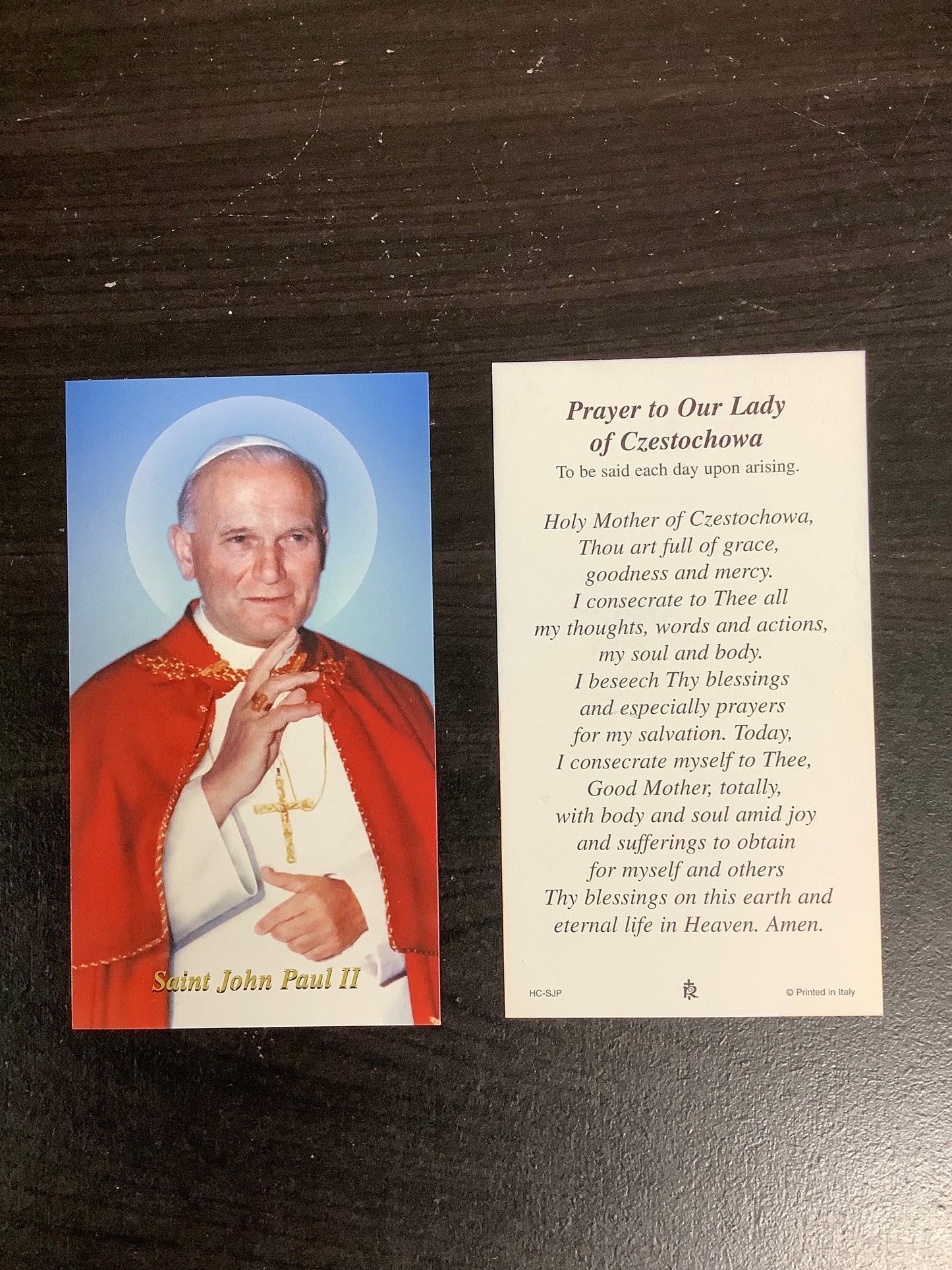 John Paul II Paper Prayer Card