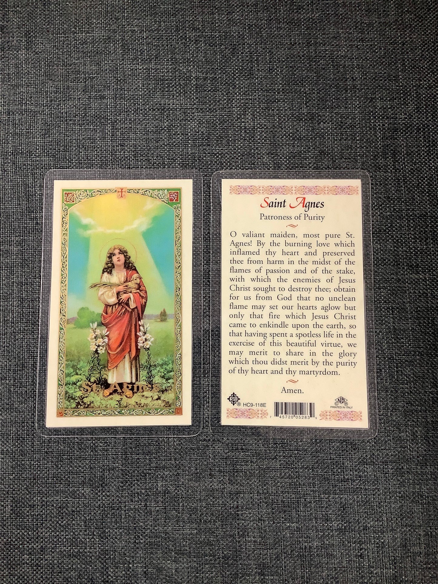 Prayer to Saint Agnes Prayer Card