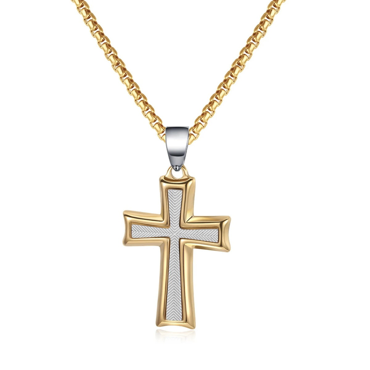 Gold Plated Two Tone Titanium Cross