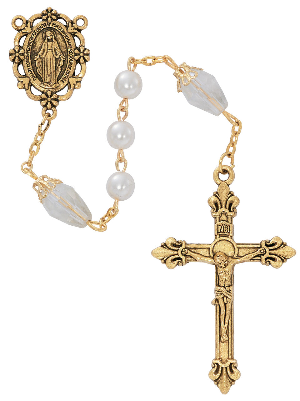 6MM Pearl & Crystal Rosary