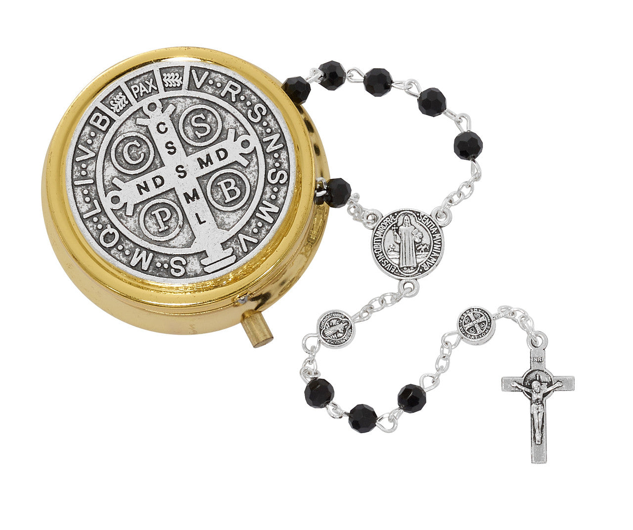 Black St. Benedict Rosary with Box