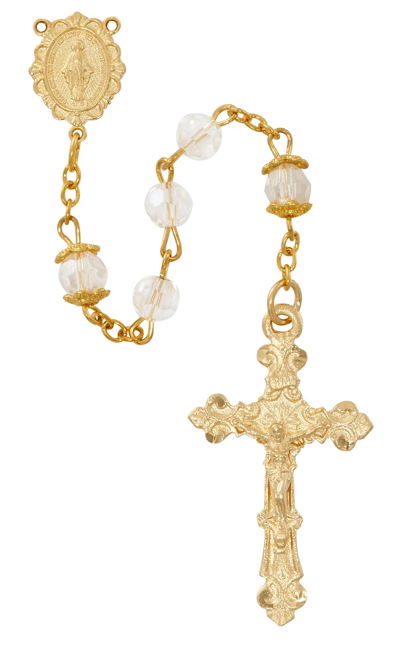 6MM Tin Cut Crystal Rosary