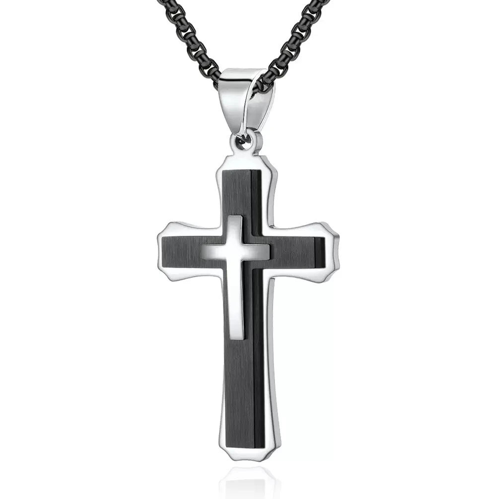 Titanium Steel Black Geometric Cross
