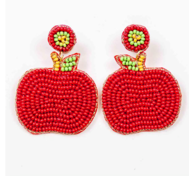 Beaded Apple Earrings