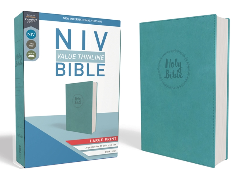 NIV, Value Thinline Bible, Large Print, Imitation Leather, Blue