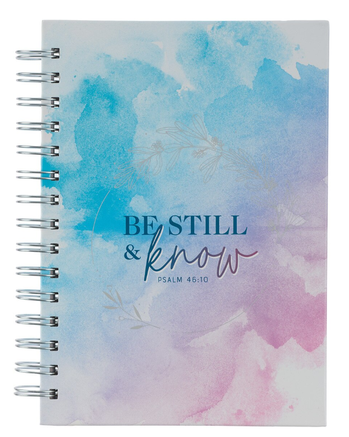 Be Still and Know Pink and Blue Watercolor Large Spiral Journal - Psalm 46:10