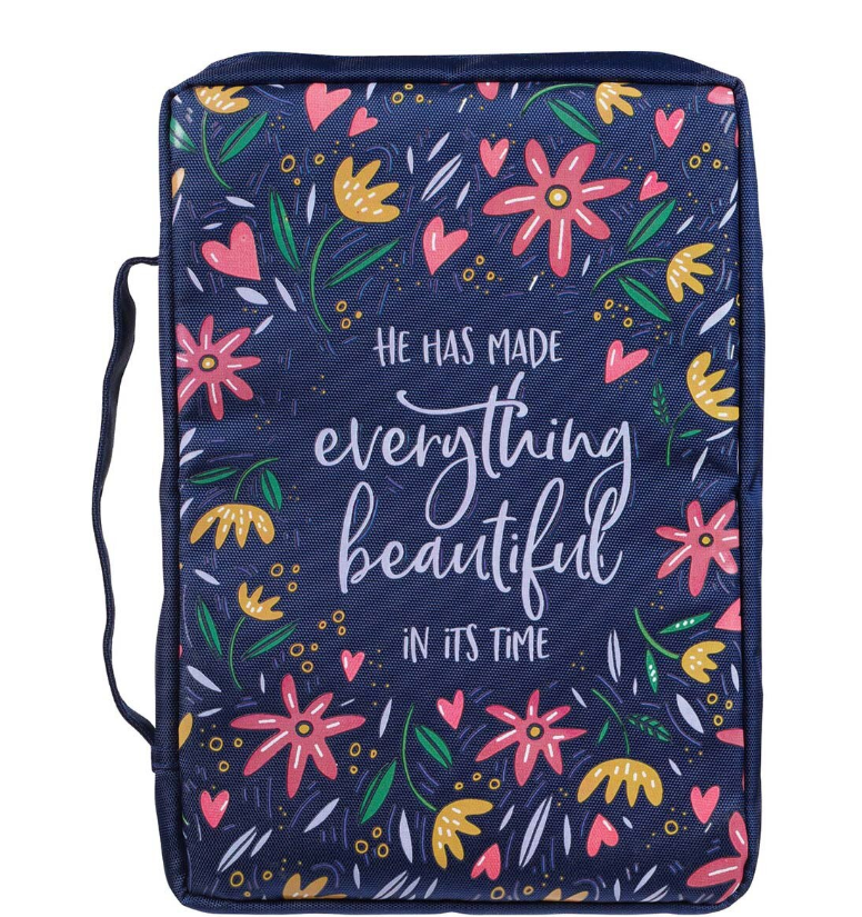 He Has Made Everything Beautiful Navy Floral Value Bible Cover - Ecclesiastes 3:11 - Large