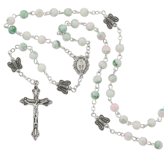 Pink & Green Butterfly Rosary