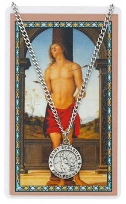 St Sebastian Medal and Prayer Card