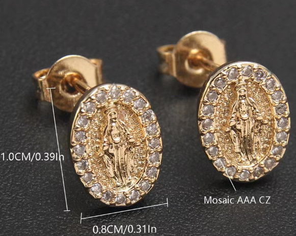 Gold Tone Crystal Miraculous Earrings