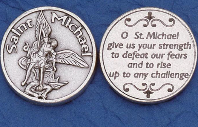Silver Tone Pocket Token - St. Michael